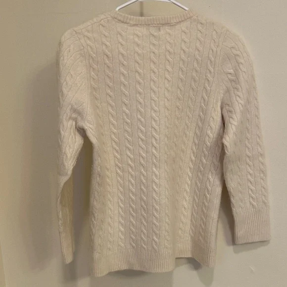 L.L. Bean Women's Ivory Cable Knit Sweater - Picture 5 of 6